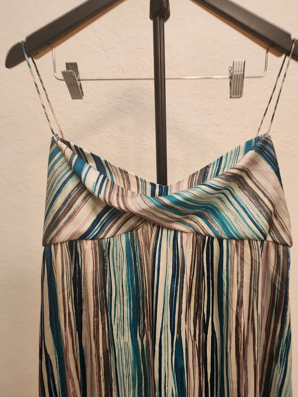LOFT Striped Watercolor Twist-Front Midi Dress